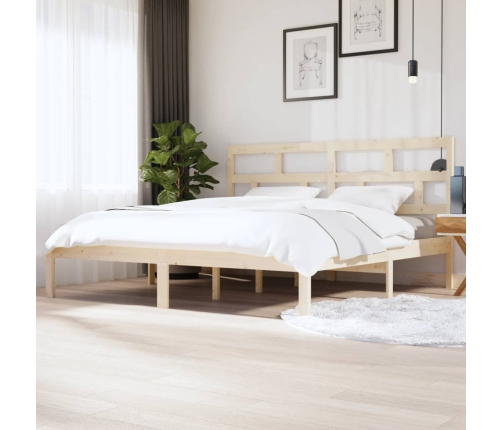 Estructura de cama de madera maciza de pino 200x200 cm