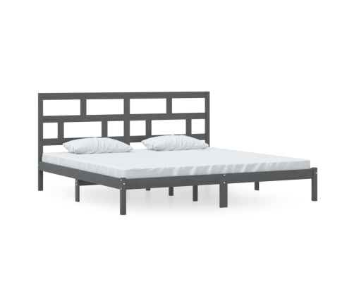 Estructura de cama de madera maciza de pino gris 200x200 cm