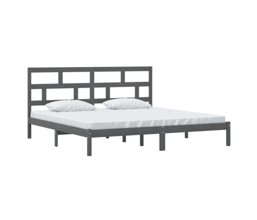 Estructura de cama de madera maciza de pino gris 200x200 cm