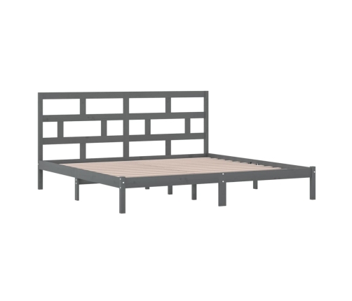 Estructura de cama de madera maciza de pino gris 200x200 cm