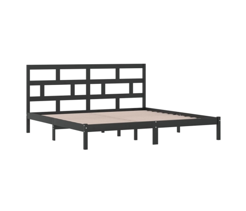 Estructura de cama de madera maciza de pino negra 200x200 cm