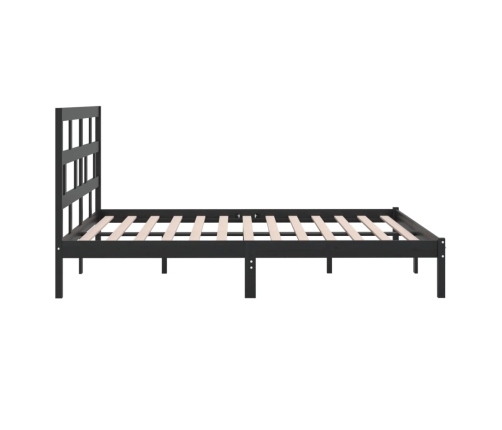 Estructura de cama de madera maciza de pino negra 200x200 cm