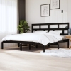 Estructura de cama de madera maciza de pino negra 200x200 cm