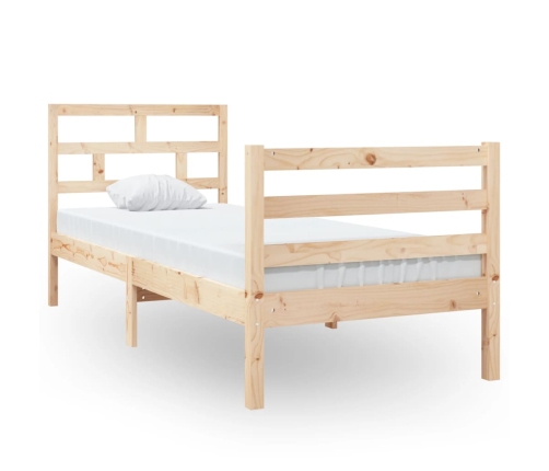 Estructura de cama individual pequeña madera maciza 75x190 cm