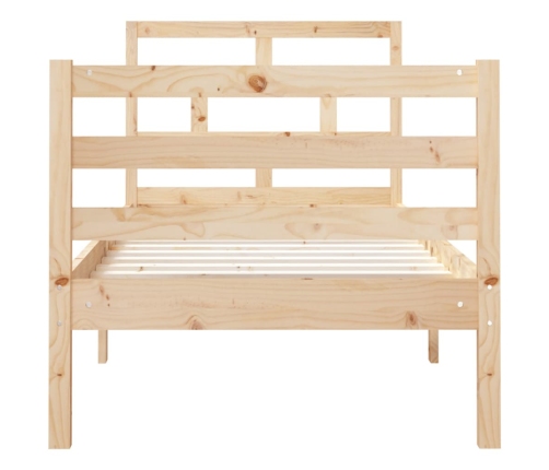 Estructura de cama individual pequeña madera maciza 75x190 cm