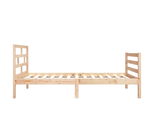 Estructura de cama individual pequeña madera maciza 75x190 cm