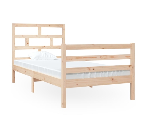 Estructura de cama individual de madera maciza 90x190 cm