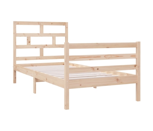 Estructura de cama individual de madera maciza 90x190 cm