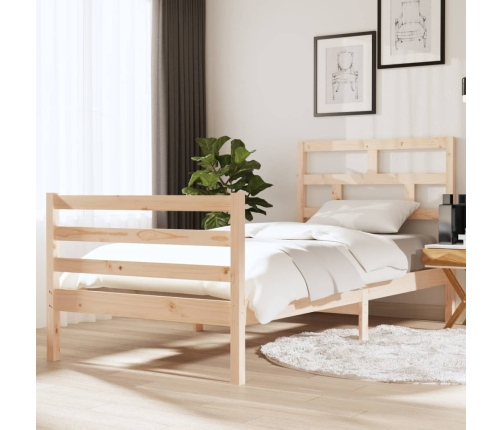 Estructura de cama individual de madera maciza 90x190 cm