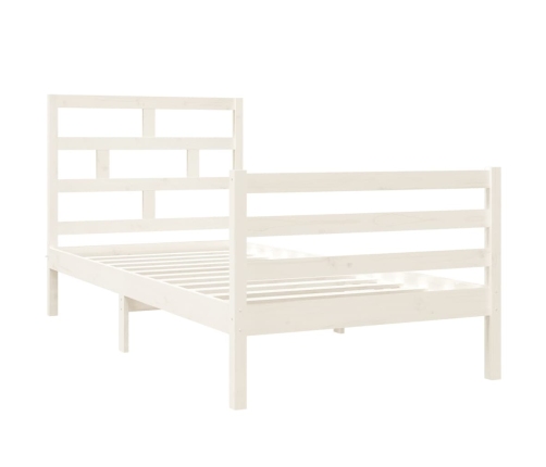 Estructura de cama individual de madera maciza blanco 90x190 cm