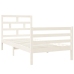 Estructura de cama individual de madera maciza blanco 90x190 cm