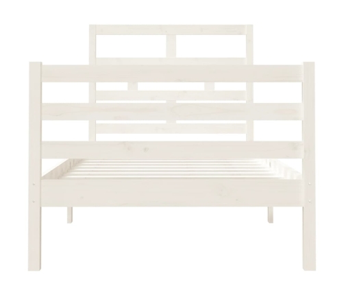 Estructura de cama individual de madera maciza blanco 90x190 cm