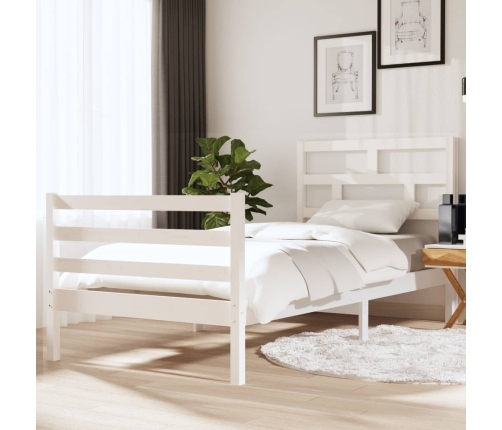 Estructura de cama individual de madera maciza blanco 90x190 cm