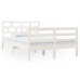 Estructura cama doble pequeña madera maciza blanco 120x190 cm