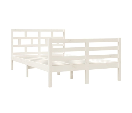 Estructura cama doble pequeña madera maciza blanco 120x190 cm