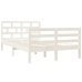 Estructura cama doble pequeña madera maciza blanco 120x190 cm