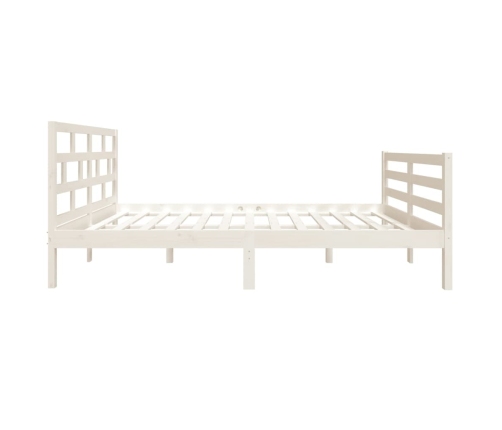 Estructura cama doble pequeña madera maciza blanco 120x190 cm