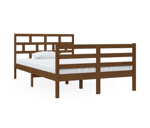 Estructura de cama doble madera maciza marrón miel 120x190 cm