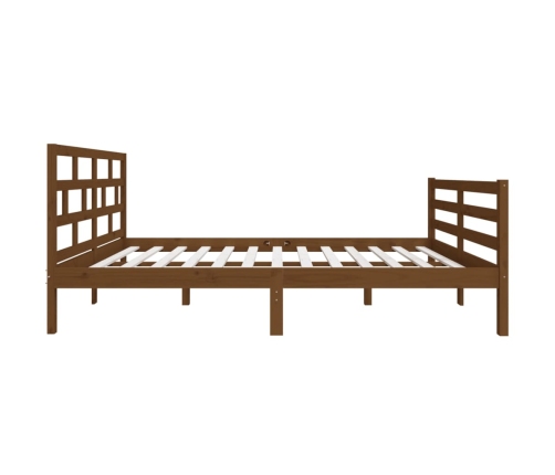 Estructura de cama doble madera maciza marrón miel 120x190 cm