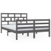 Estructura de cama doble madera maciza gris 135x190 cm