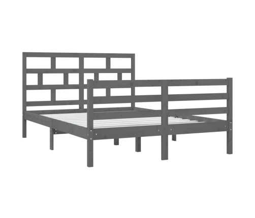 Estructura de cama doble madera maciza gris 135x190 cm