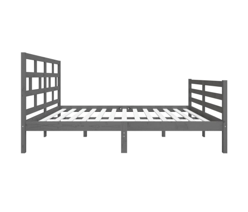 Estructura de cama doble madera maciza gris 135x190 cm