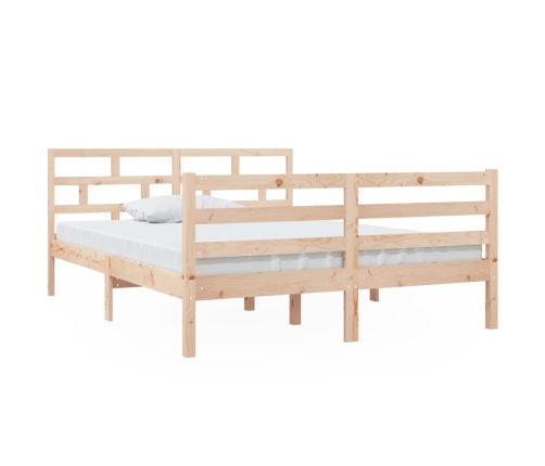 Estructura de cama de madera maciza de pino 140x190 cm