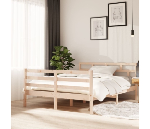 Estructura de cama de madera maciza de pino 140x190 cm