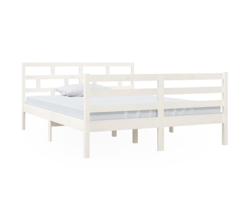 Estructura de cama de madera maciza de pino blanco 140x190 cm