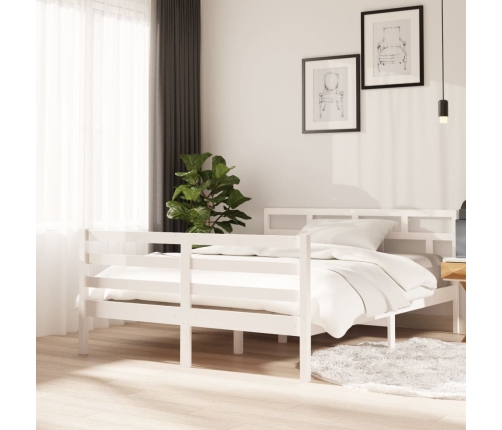 Estructura de cama de madera maciza de pino blanco 140x190 cm