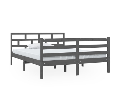 Estructura de cama de madera maciza de pino gris 140x190 cm