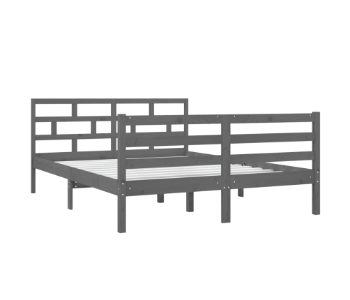 Estructura de cama de madera maciza de pino gris 140x190 cm