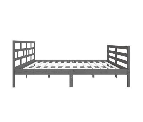 Estructura de cama de madera maciza de pino gris 140x190 cm