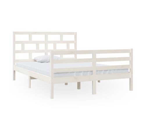 Estructura de cama de madera maciza de pino blanco 140x200 cm