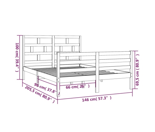 Estructura de cama de madera maciza de pino blanco 140x200 cm