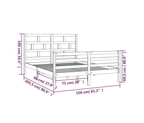 vidaXL Estructura de cama de madera maciza 150x200 cm