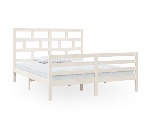 Estructura de cama de madera maciza de pino blanca 160x200 cm