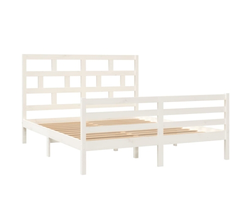 Estructura de cama de madera maciza de pino blanca 160x200 cm