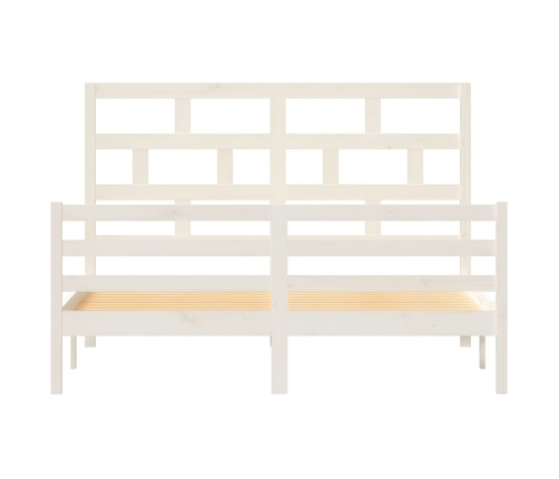 Estructura de cama de madera maciza de pino blanca 160x200 cm