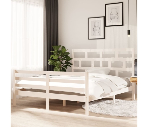 Estructura de cama de madera maciza de pino blanca 160x200 cm