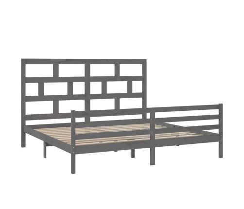 Estructura de cama de madera maciza de pino gris 200x200 cm