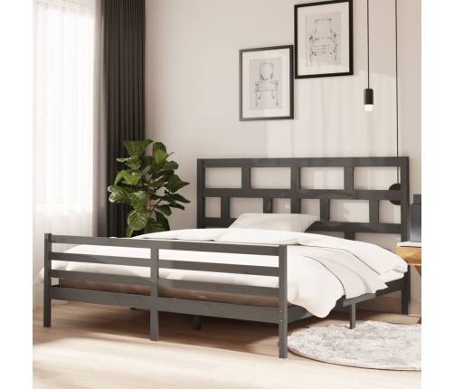 Estructura de cama de madera maciza de pino gris 200x200 cm