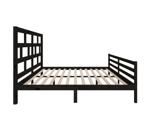 Estructura de cama de madera maciza de pino negra 200x200 cm