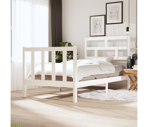 Estructura de cama madera maciza de pino blanco 75x190 cm