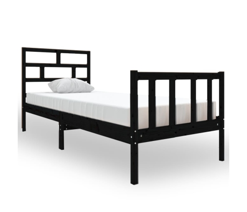 Estructura de cama madera maciza de pino negro 75x190 cm