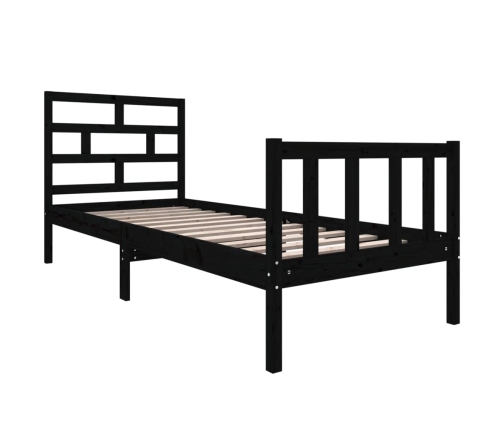 Estructura de cama madera maciza de pino negro 75x190 cm