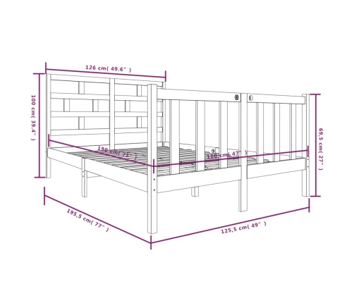 Estructura de cama madera maciza de pino 120x190 cm