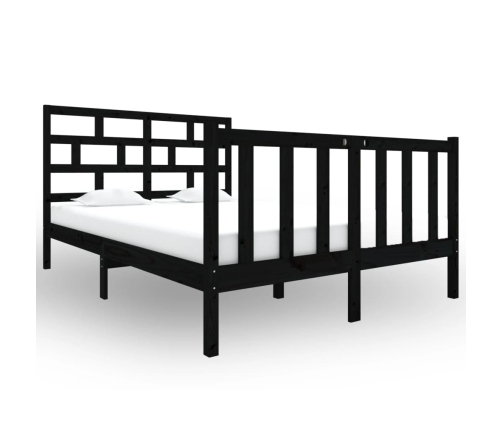 Estructura de cama madera maciza pino negra doble 120x190 cm