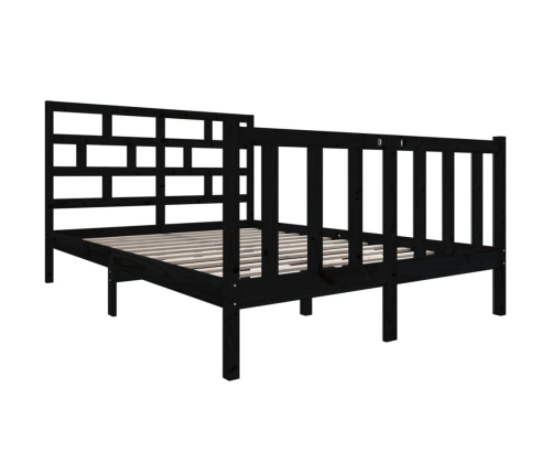 Estructura de cama madera maciza pino negra doble 120x190 cm