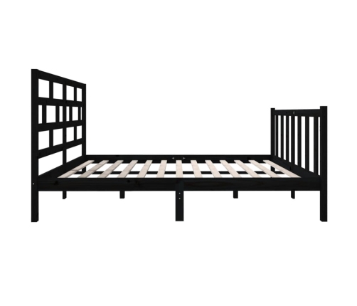 Estructura de cama madera maciza pino negra doble 120x190 cm